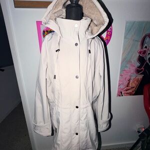 Nautica Cream 3-in-1 Parka XL Water Resistant Hooded Winter Coat Neutral